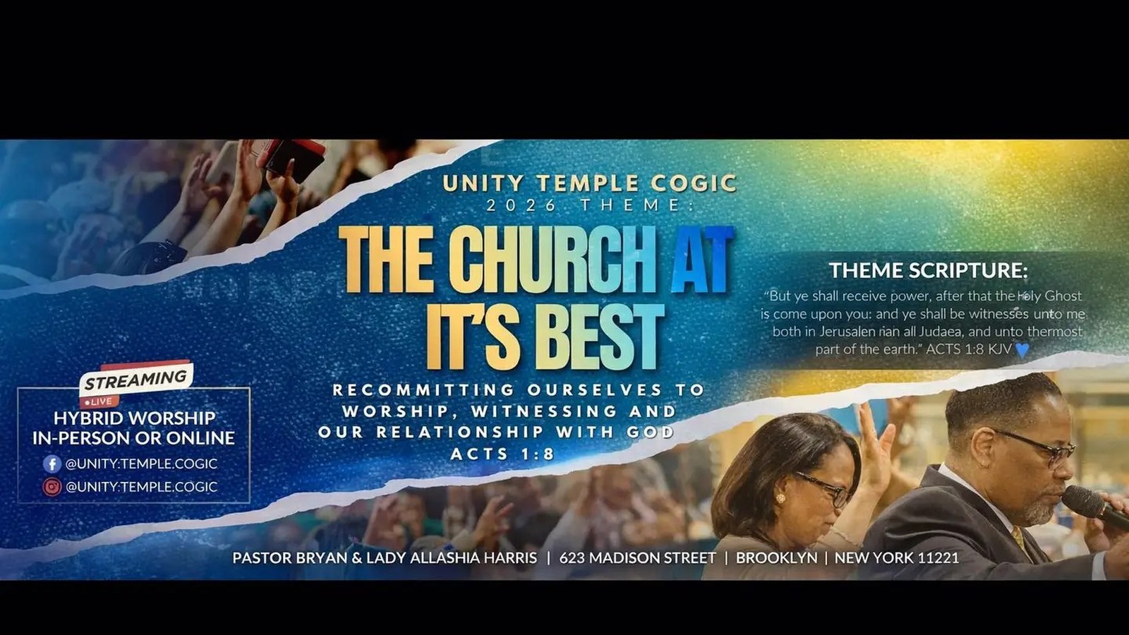 Unity Temple COGIC 2026 theme graphic, The Church At It's Best.